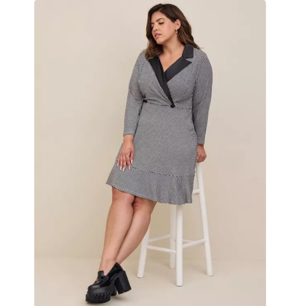 Torrid 22 Mini Stretch Satin Tuxedo Dress